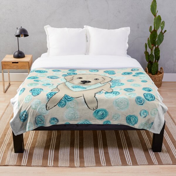 Item preview, Golden Retriever and Blue Roses Rose+Gold designed and sold by BoandMe.