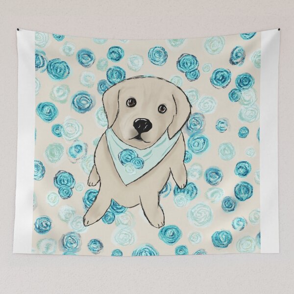 Item preview, Golden Retriever and Blue Roses Rose+Gold designed and sold by BoandMe.