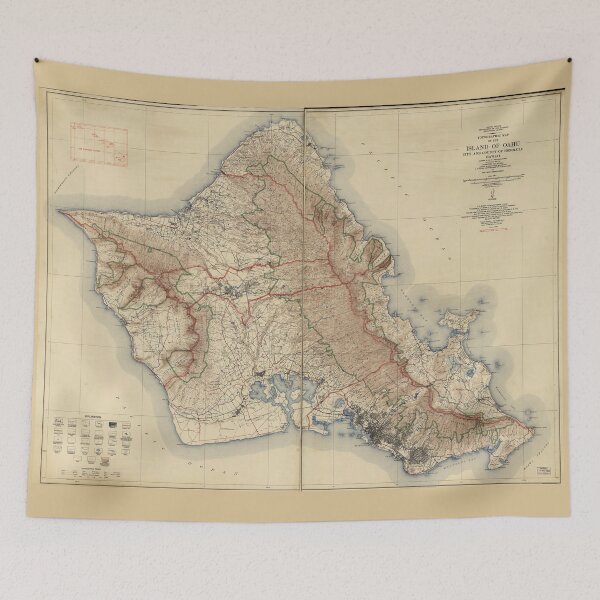 Item preview, Map of Oahu, Hawaii (1938) designed and sold by allhistory.