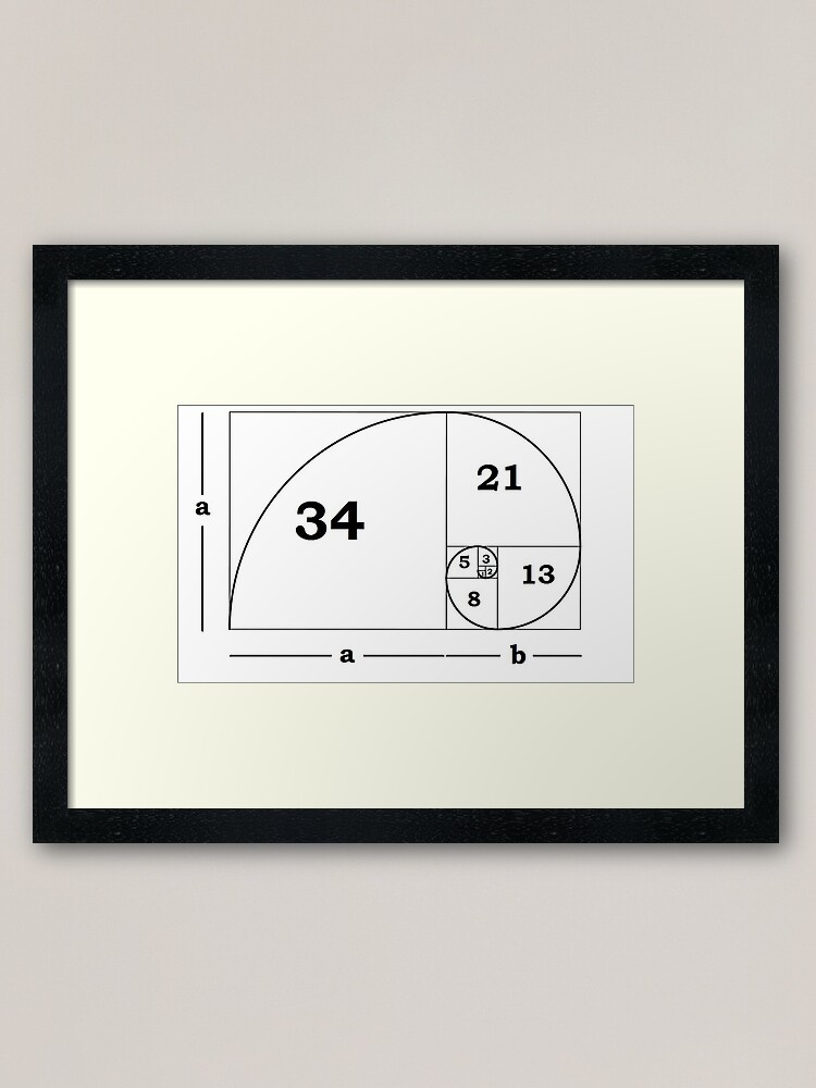 Alternate view of #Golden #Ratio #GoldenRatio #Design Ideas Fibonacci Spiral = 1.6180339887498948420 Framed Art Print