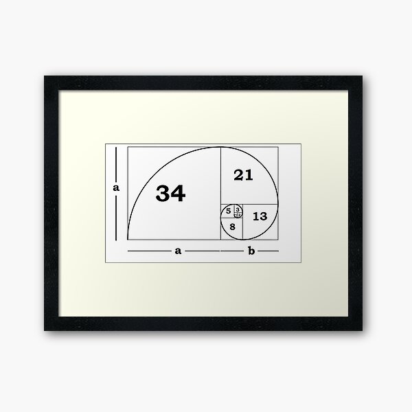 #Golden #Ratio #GoldenRatio #Design Ideas Fibonacci Spiral = 1.6180339887498948420 Framed Art Print