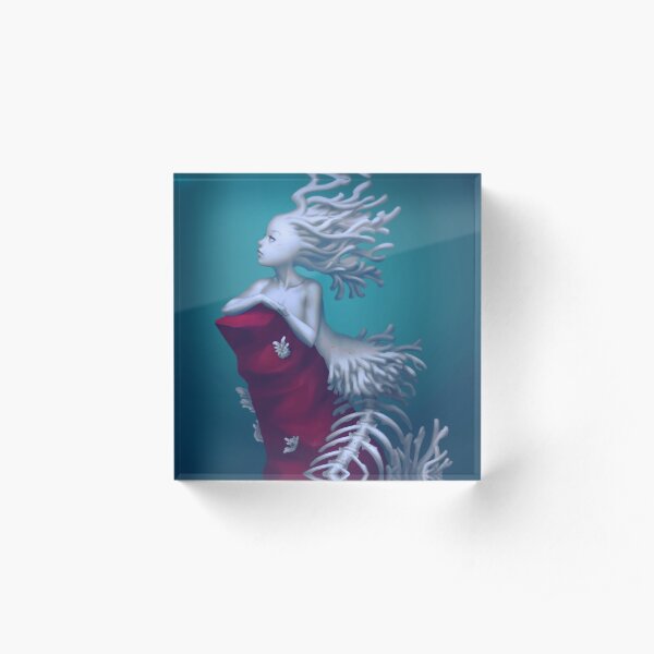 Coral Skeleton Mermaid Acrylic Block
