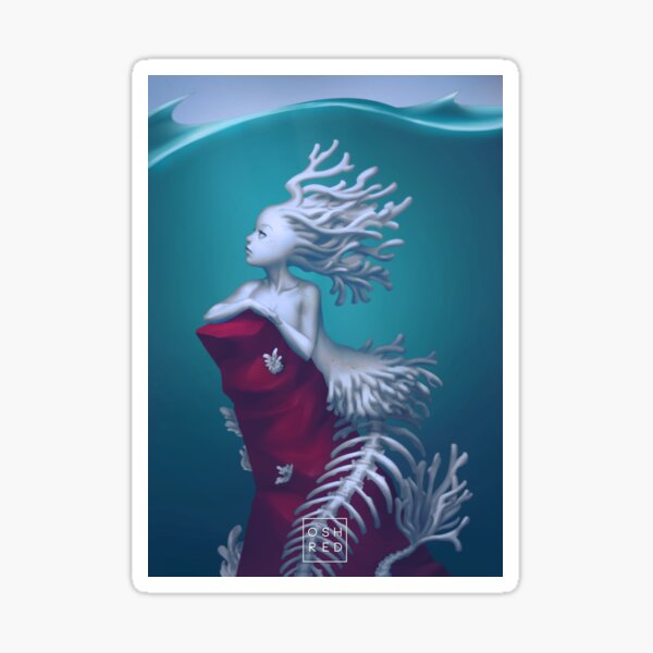 Coral Skeleton Mermaid Sticker