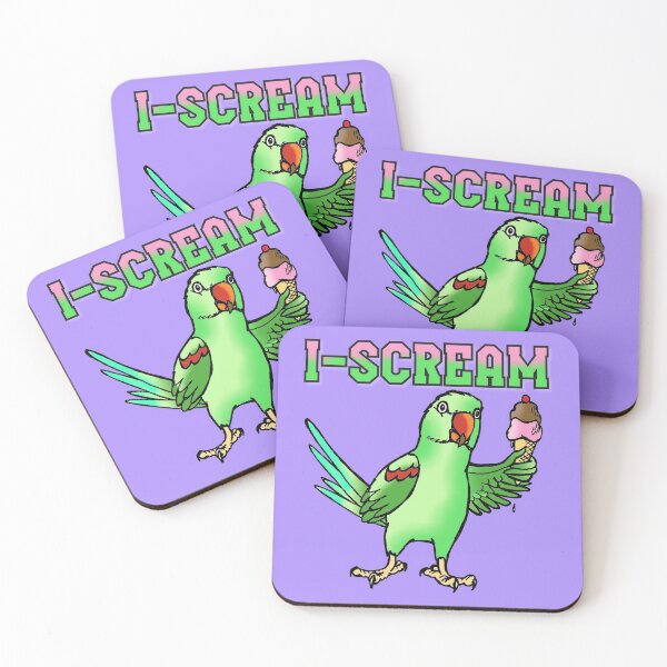 Item preview, I-Scream Alexandrine Parakeet with Icecream designed and sold by Skye Elizabeth  Carroll.