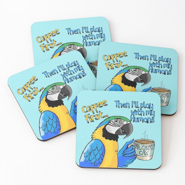 Item preview, Coffee First Blue and Gold Macaw designed and sold by Skye Elizabeth  Carroll.