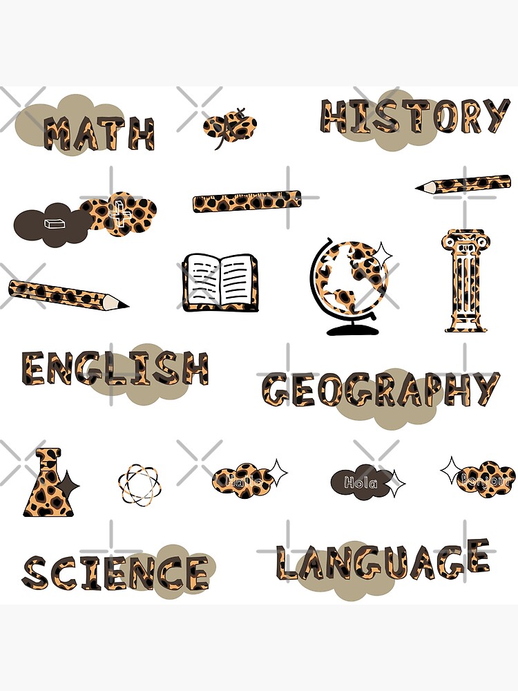 "Leopard Animal Print School Subject Sticker Pack" Poster by TheGoods