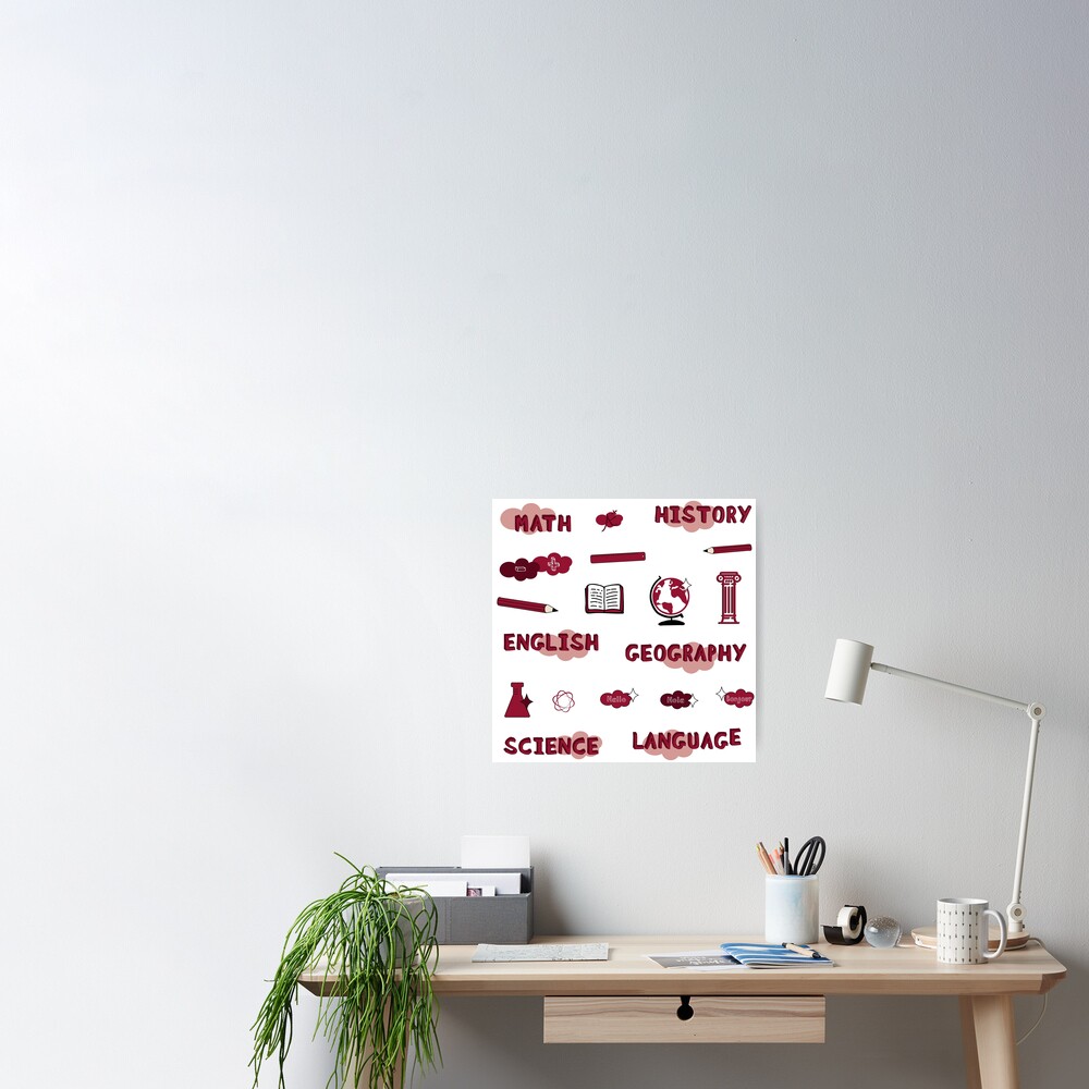 Maroon School Subjects Sticker Pack Poster for Sale by The-Goods