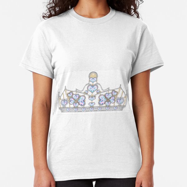Silver Crown of Heart Diamonds and Pearls 1 Classic T-Shirt