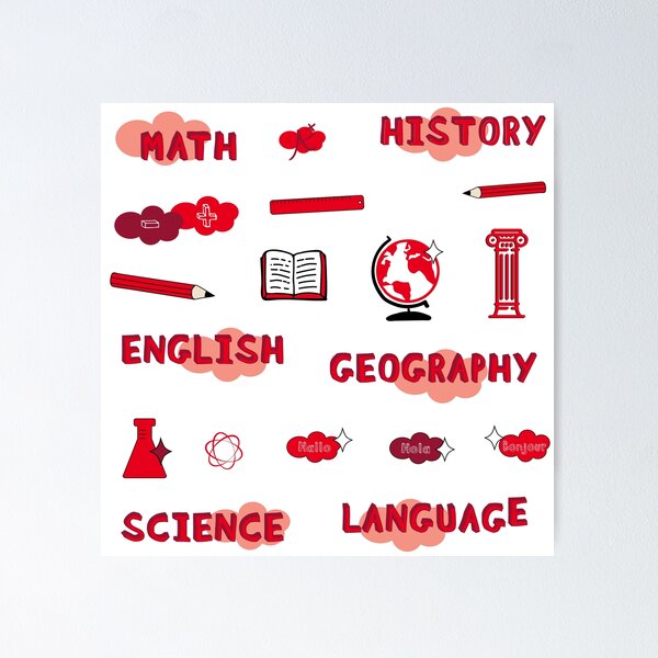 Item preview, Red School Subjects Sticker Pack designed and sold by The-Goods.