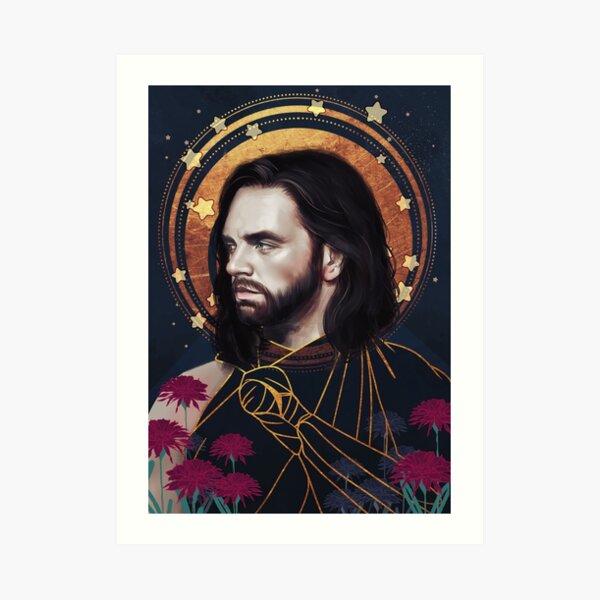 Halo and flowers Art Print