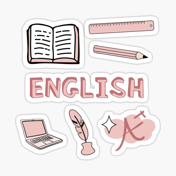 Peach English School Subject Sticker Pack Sticker