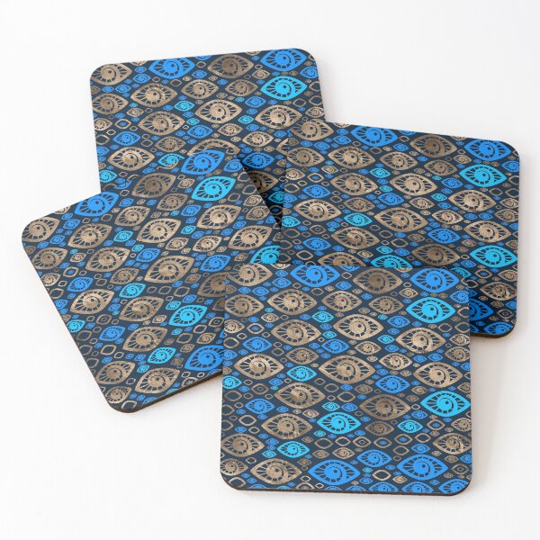 Item preview, Greek Evil Eye pattern Blues and Gold #1 designed and sold by Nartissima.