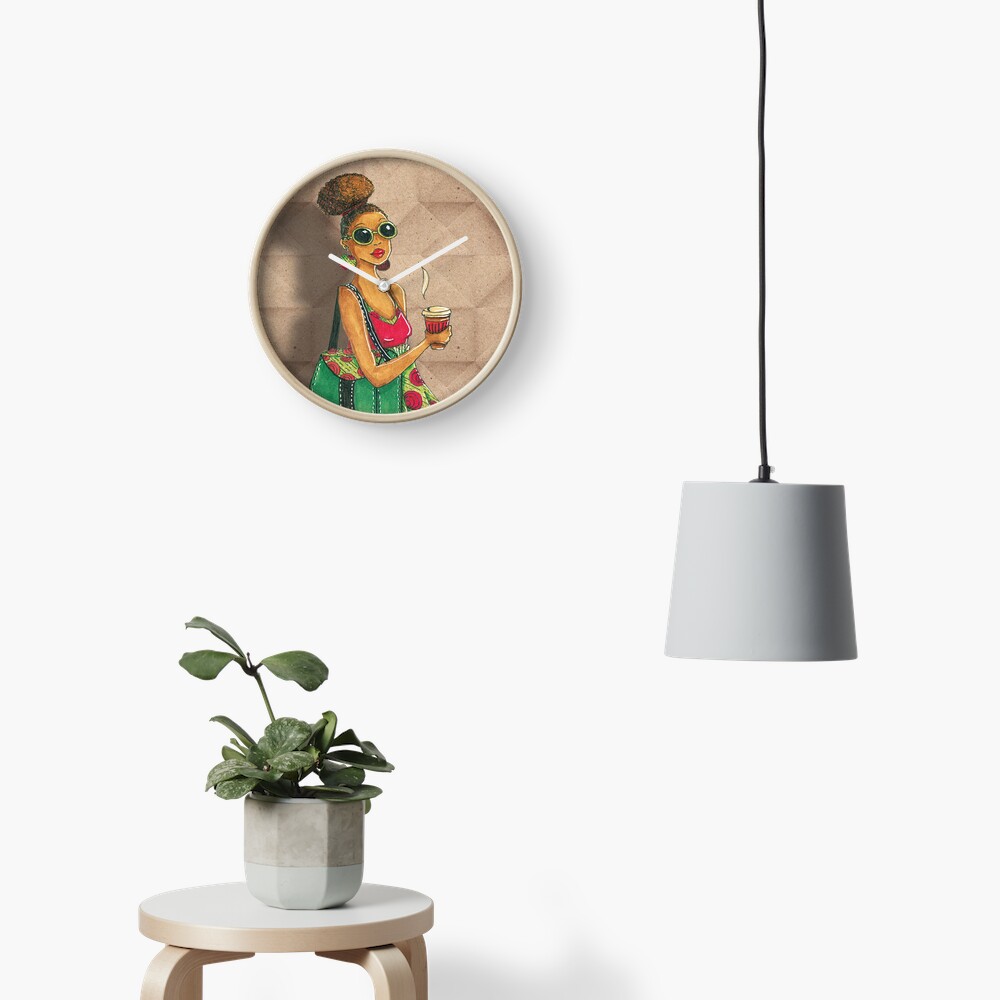 Modern African woman- Morning coffee Clock