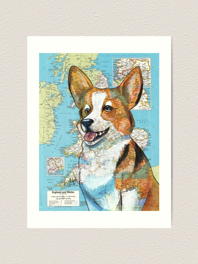 Pembroke Welsh Corgi Watercolor Painting / Typographic Art Jigsaw