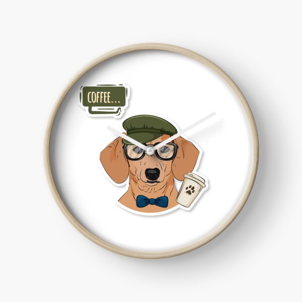 Hipster Doxie "Coffee" Clock