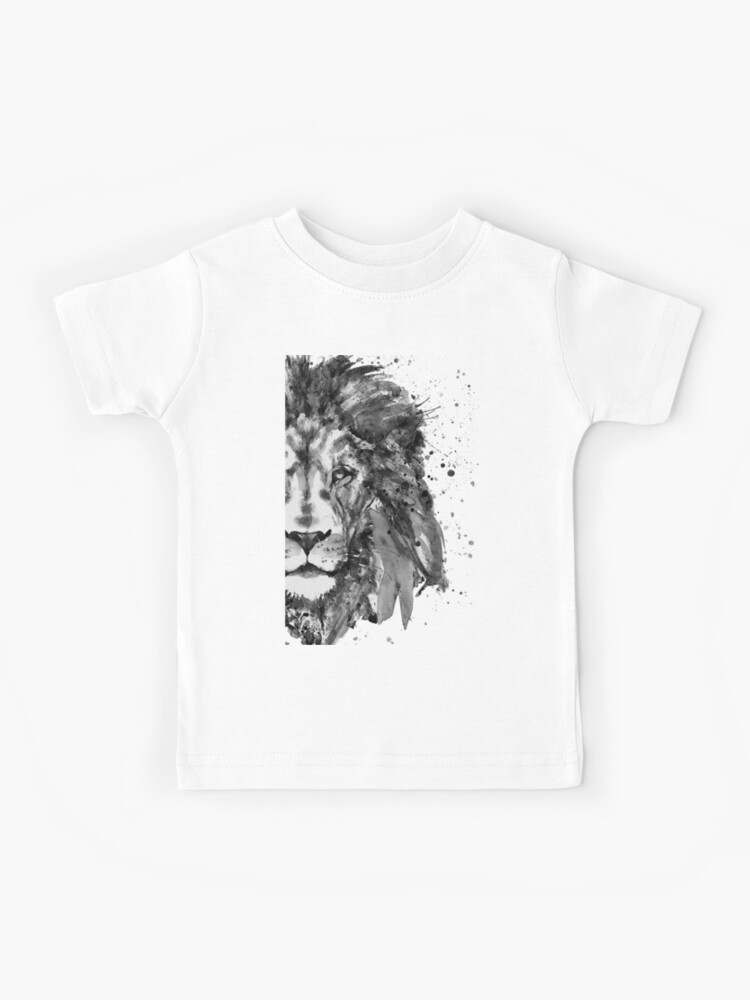 T Shirt Enfant Lion Noir Et Blanc A Moitie Fait Face Par Caracatita75 Redbubble