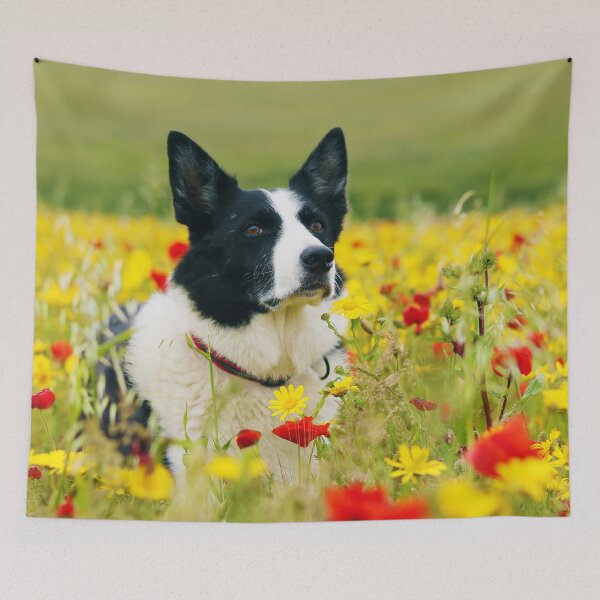 Item preview, Dog Sitting Pretty in the Flowers designed and sold by Terri Waters Photography & Design.