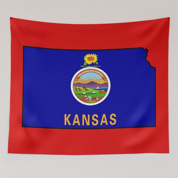 Item preview, U,S, STATE FLAGS/OUTLINES - KANSAS designed and sold by WOOFANG.