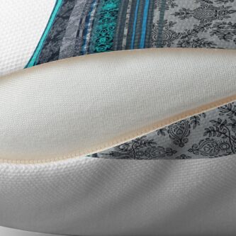 Alternate view of Teal, Aqua & Grey Vintage Bohemian Wallpaper Throw Pillow
