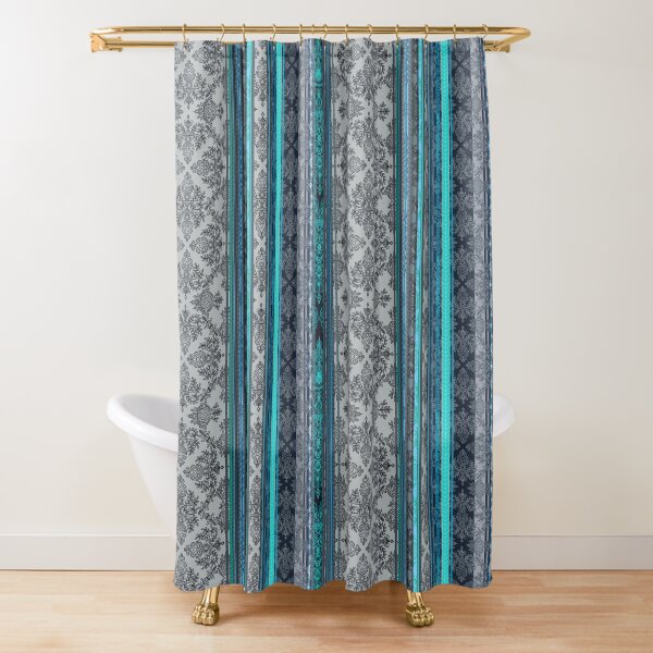 Item preview, Teal, Aqua & Grey Vintage Bohemian Wallpaper designed and sold by micklyn.