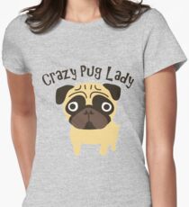 Crazy Pug Lady Women's Fitted T-Shirt