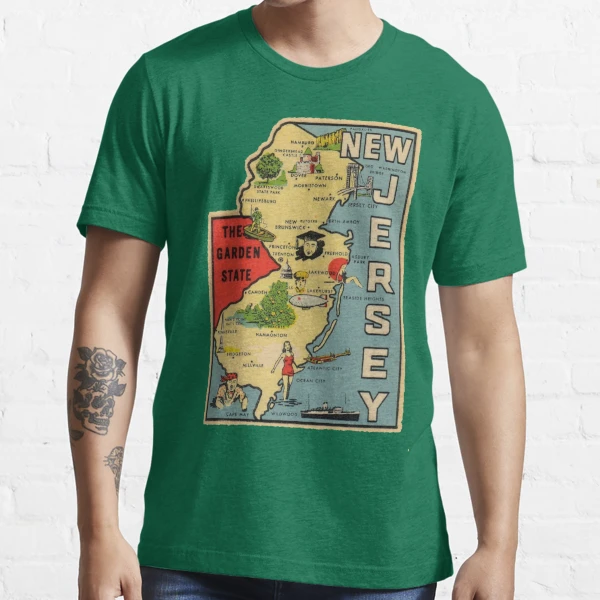  Vintage Fish New Jersey State Map NJ Fly Fishing Premium  T-Shirt : Clothing, Shoes & Jewelry