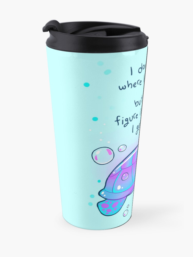 Alternate view of "I don't know where I'm headed" Optimistic Sea Turtle Travel Mug
