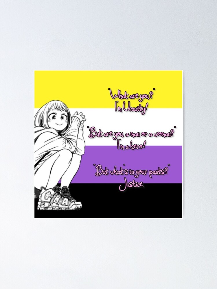 My Hero Academia Uraraka Non Binary Pride Flag Poster By Queerwriter Redbubble 