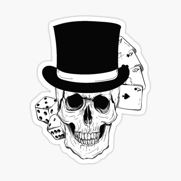 Top hat gambling skull art ,custom gift design Sticker for Sale by yakoo21