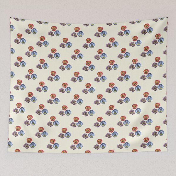 Item preview, Floral cream pansies pattern designed and sold by CreativeIsland.