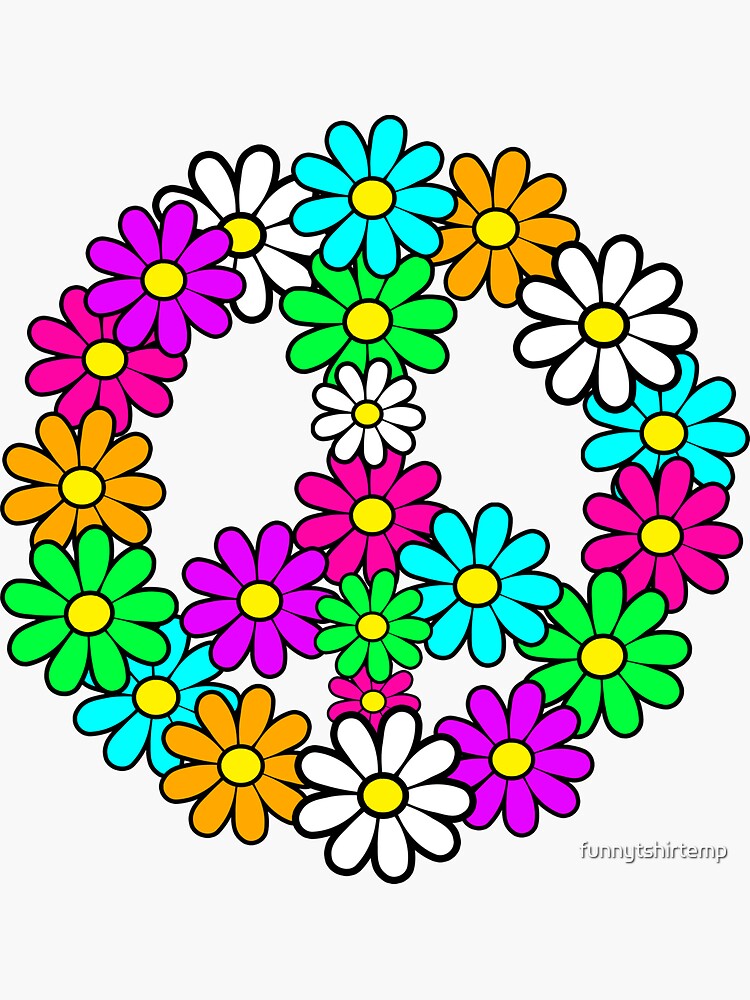 Groovy Hippie 60s 70s Peace Sign Flower Power' Sticker