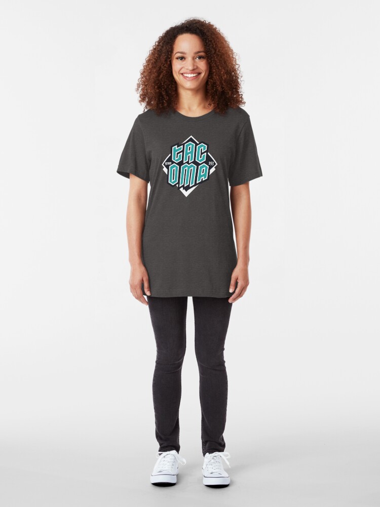 Alternate view of Copy of Tacoma but in teal! Slim Fit T-Shirt
