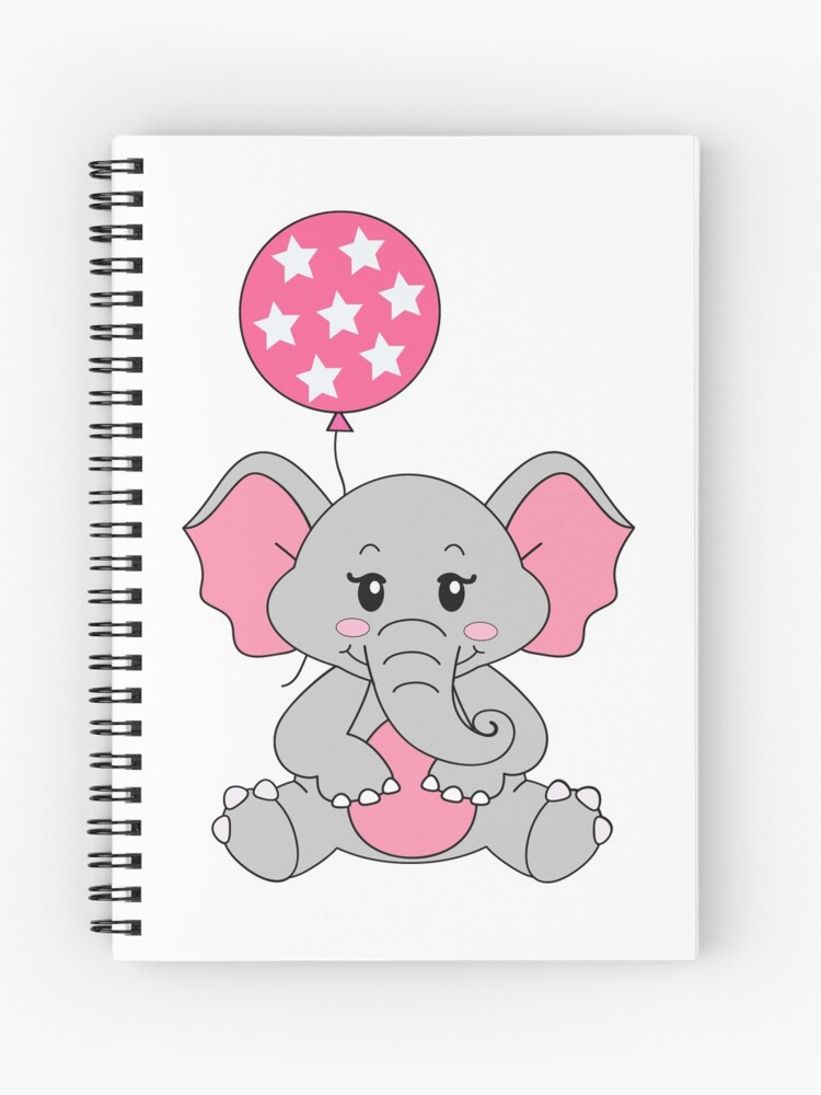 Cuaderno de espiral «Lindo bebé elefante con una bola rosa para niñas.» de  Elenagerasimova | Redbubble