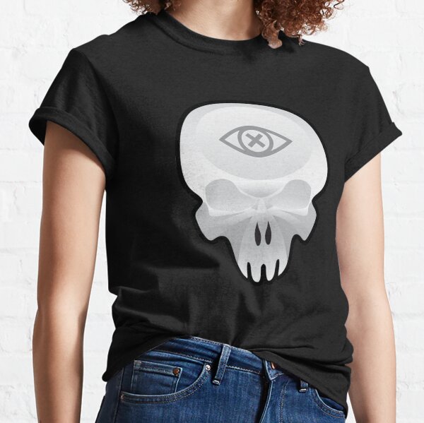 Black White Large Skull T-Shirt Top B320 