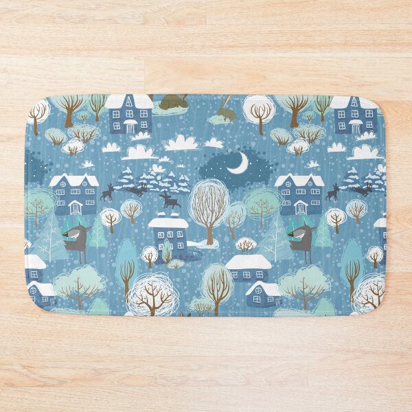 Item preview, Winter Wonderland in a Forest Town with Rabbits, Reindeer and Wolves designed and sold by Pink Pineapple Works.