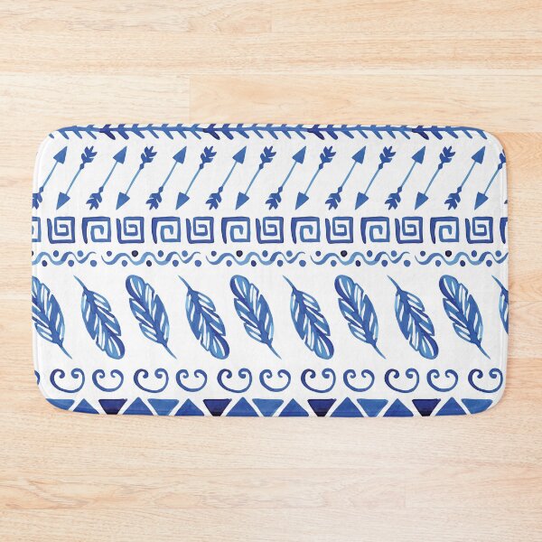 Item preview, Peaceful Dreams Watercolor Greek Key Feathers Arrows and Triangles designed and sold by Pink Pineapple Works.