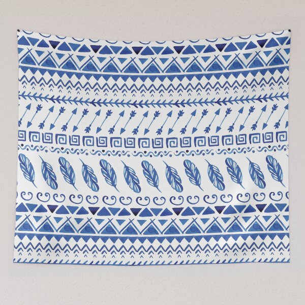 Item preview, Peaceful Dreams Watercolor Greek Key Feathers Arrows and Triangles designed and sold by Pink Pineapple Works.