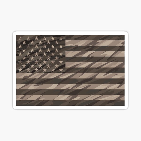Patriotic Desert Tan Camo USA Flag Sticker