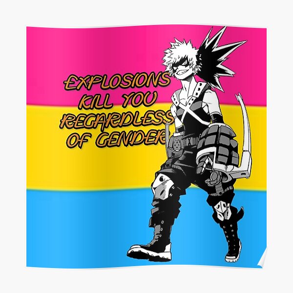 My Hero Academia Bakugou Pansexual Pride Flag Poster For Sale By Queerwriter Redbubble 