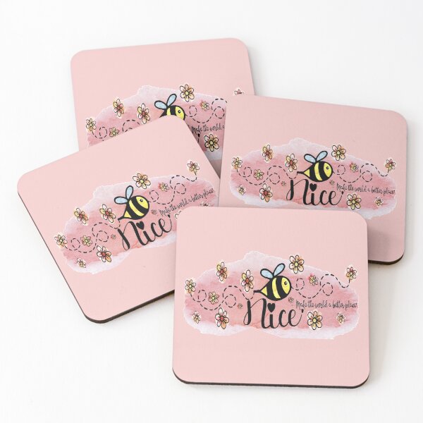 Item preview, Be Nice - Make the World a Better Place. (Version 2: Pink on Pink) Includes cute flower and bee sticker set! designed and sold by innerspectrum.