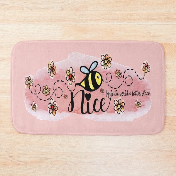 Item preview, Be Nice - Make the World a Better Place. (Version 2: Pink on Pink) Includes cute flower and bee sticker set! designed and sold by innerspectrum.