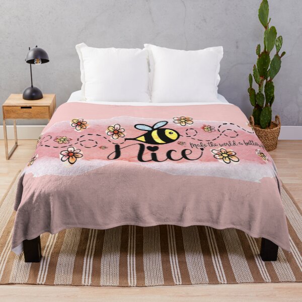 Item preview, Be Nice - Make the World a Better Place. (Version 2: Pink on Pink) Includes cute flower and bee sticker set! designed and sold by innerspectrum.