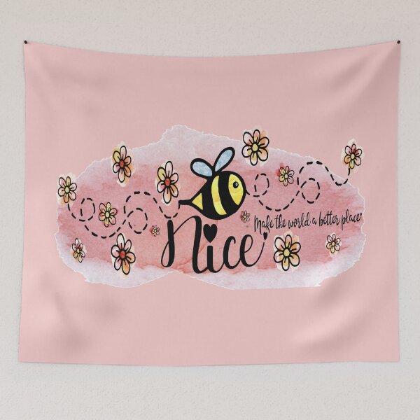 Item preview, Be Nice - Make the World a Better Place. (Version 2: Pink on Pink) Includes cute flower and bee sticker set! designed and sold by innerspectrum.