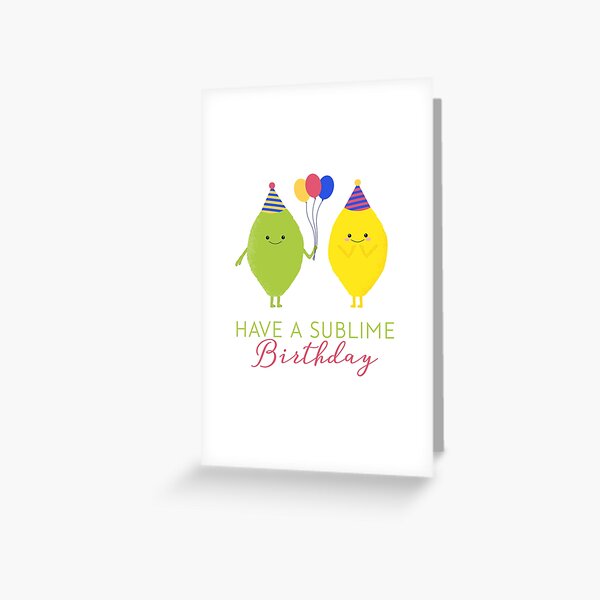 Carte d'anniversaire mignonne de citron et de lime Kawaii Carte de vœux