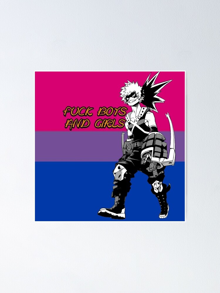 My Hero Academia Bakugou Bisexual Pride Flag Poster By Queerwriter Redbubble 