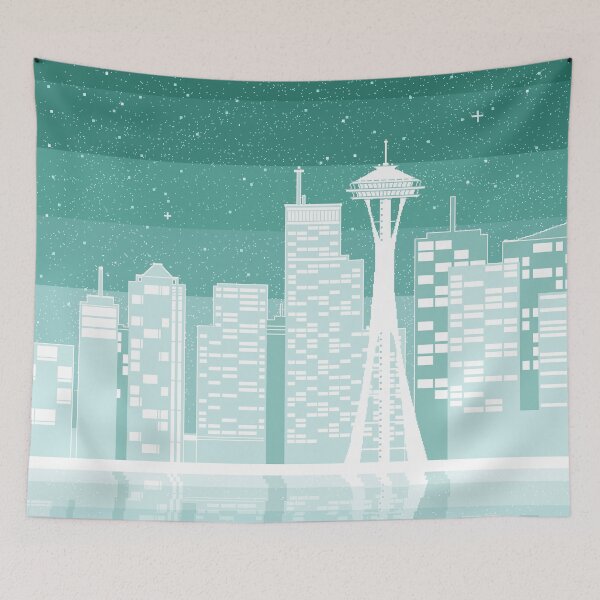 Item preview, Mint Seattle Pixel Cityscape designed and sold by Galaxxi.