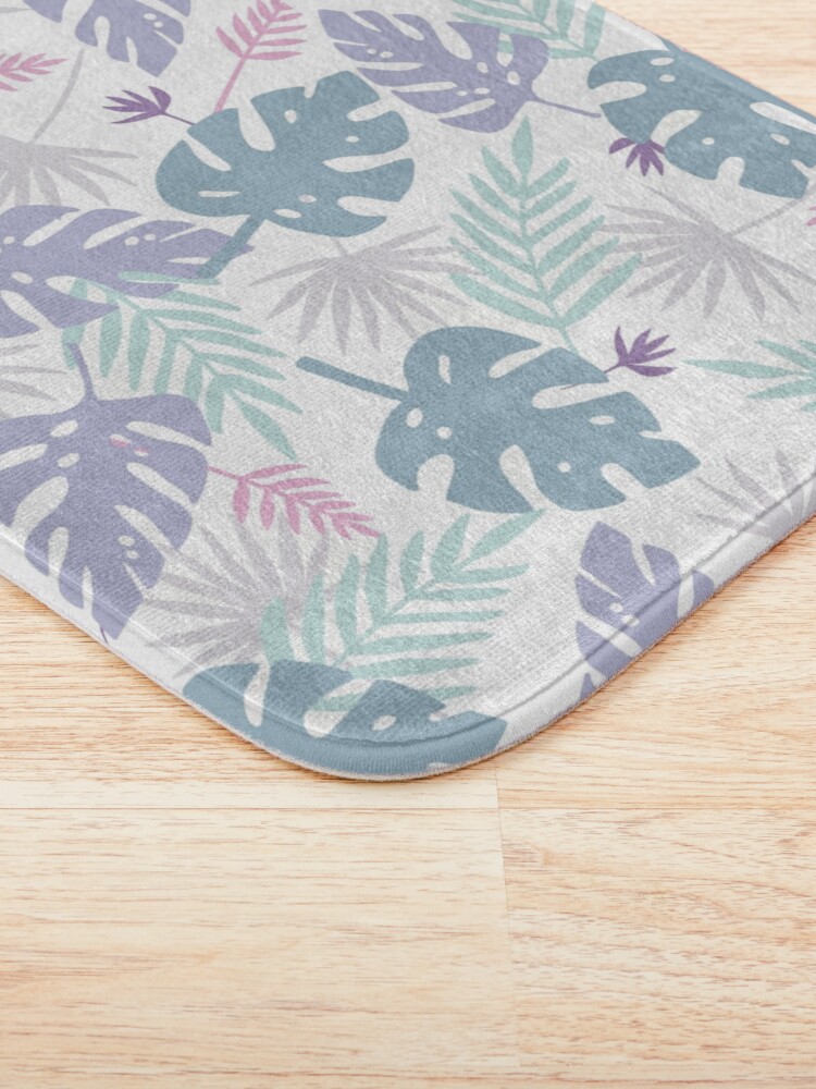 Alternate view of 80s Purple Pastel Paradise Tropical Leaves Bath Mat
