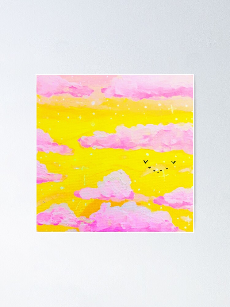 aesthetic pink and yellow sunset poster by aestheticpeach redbubble redbubble