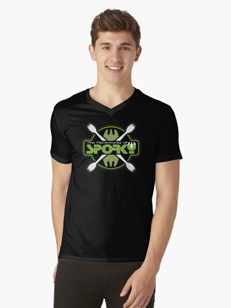 Thumbnail 1 of 3, V-Neck T-Shirt, The Adventures of Sporky Logo designed and sold by SporkyUniverse.