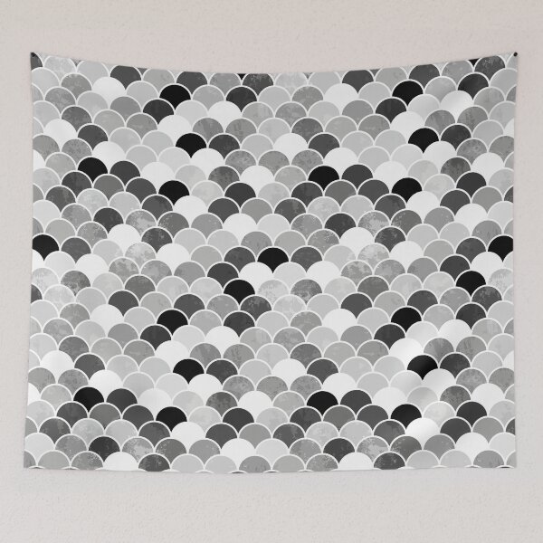 Item preview, Monochrome Black and White Mermaid Scale designed and sold by Pink Pineapple Works.